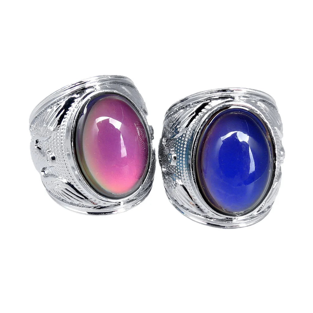 1pcs Palace Power Eagle Spreads Wings Male Feeling Warm Mood Color Changing Ring Mood Ring