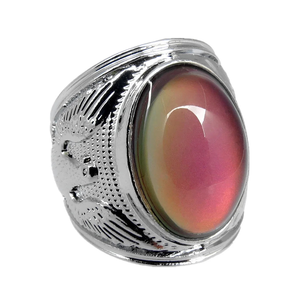 1pcs Palace Power Eagle Spreads Wings Male Feeling Warm Mood Color Changing Ring Mood Ring